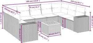 vidaXL 10-częsciowy zestaw mebli ogrodowych z poduszkami, beżowy, polirattan 8