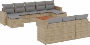vidaXL 11-częsciowy zestaw mebli ogrodowych z poduszkami, beżowy, polirattan 2