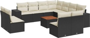 vidaXL 12-częsciowy zestaw mebli do ogrodu, z poduszkami, czarny, polirattan 2