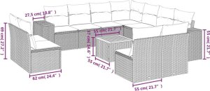 vidaXL 12-częsciowy zestaw mebli do ogrodu, z poduszkami, czarny, polirattan 3