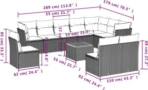 vidaXL 11-częsciowy zestaw mebli ogrodowych z poduszkami, beżowy, polirattan 3