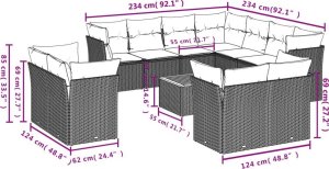 vidaXL 12-częsciowy zestaw mebli ogrodowych z poduszkami, beżowy, polirattan 3
