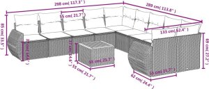 vidaXL 11-częsciowy zestaw wypoczynkowy do ogrodu, poduszki czarny rattan PE 8