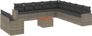 vidaXL 12-częsciowy zestaw mebli ogrodowych z poduszkami, szary, polirattan 2