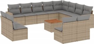 vidaXL 13-częsciowy zestaw mebli ogrodowych z poduszkami, beżowy, polirattan 2