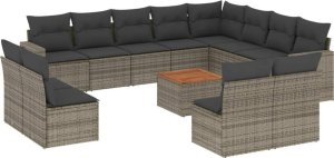 vidaXL 13-częsciowy zestaw mebli ogrodowych z poduszkami, szary, polirattan 2
