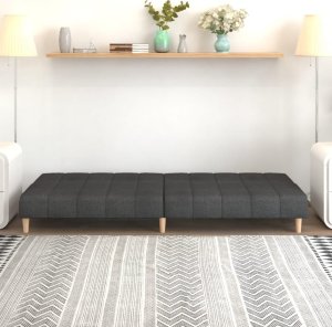 vidaXL 2-osobowa kanapa rozkładana, ciemnoszara, tapicerowana tkaniną 3