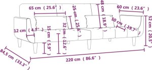 vidaXL 2-osobowa kanapa, 2 poduszki, czarna, tapicerowana tkaniną 12