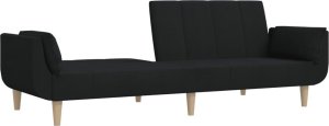vidaXL 2-osobowa kanapa, 2 poduszki, czarna, tapicerowana tkaniną 4