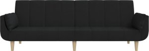 vidaXL 2-osobowa kanapa, 2 poduszki, czarna, tapicerowana tkaniną 5