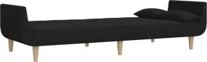 vidaXL 2-osobowa kanapa, 2 poduszki, czarna, tapicerowana tkaniną 6