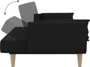 vidaXL 2-osobowa kanapa, 2 poduszki, czarna, tapicerowana tkaniną 8