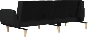 vidaXL 2-osobowa kanapa, 2 poduszki, czarna, tapicerowana tkaniną 9
