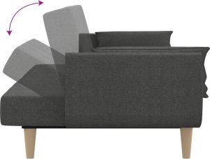 vidaXL 2-osobowa kanapa, 2 poduszki, ciemnoszara, tapicerowana tkaniną 8