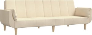 vidaXL 2-osobowa kanapa, 2 poduszki, kremowa, tapicerowana tkaniną 2