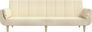 vidaXL 2-osobowa kanapa, 2 poduszki, kremowa, tapicerowana tkaniną 5