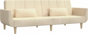 vidaXL 2-osobowa kanapa, 2 poduszki, kremowa, tapicerowana tkaniną 7
