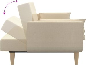 vidaXL 2-osobowa kanapa, 2 poduszki, kremowa, tapicerowana tkaniną 8