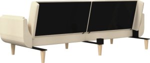 vidaXL 2-osobowa kanapa, 2 poduszki, kremowa, tapicerowana tkaniną 9