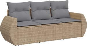 vidaXL 3-częsciowy zestaw mebli ogrodowych z poduszkami, beżowy, polirattan 2