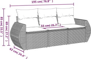 vidaXL 3-częsciowy zestaw mebli ogrodowych z poduszkami, beżowy, polirattan 3
