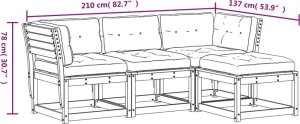 vidaXL 4-częsciowy zestaw mebli ogrodowych z poduszkami, lite drewno sosnowe 8