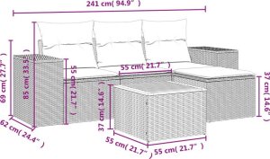 vidaXL 5-częsciowy zestaw mebli ogrodowych z poduszkami, beżowy, polirattan 3