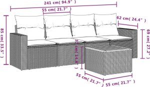 vidaXL 5-częsciowy zestaw mebli ogrodowych z poduszkami, beżowy, polirattan 3