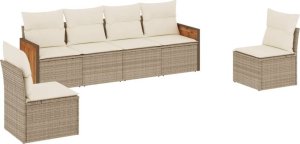 vidaXL 6-częsciowy zestaw mebli ogrodowych z poduszkami, beżowy, polirattan 2