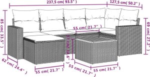 vidaXL 7-częsciowy zestaw wypoczynkowy do ogrodu, z poduszkami, czarny 3