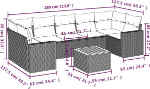 vidaXL 8-częsciowy zestaw mebli ogrodowych z poduszkami, beżowy, polirattan 3