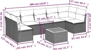 vidaXL 8-częsciowy zestaw mebli ogrodowych z poduszkami, beżowy, polirattan 3