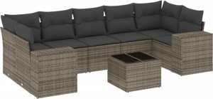 vidaXL 8-częsciowy zestaw mebli ogrodowych z poduszkami, szary, polirattan 2