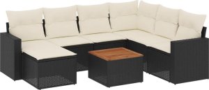 vidaXL 8-częsciowy zestaw wypoczynkowy do ogrodu, z poduszkami, czarny 2