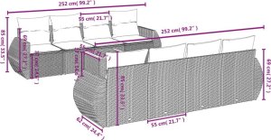 vidaXL 9-częsciowy zestaw wypoczynkowy do ogrodu, z poduszkami, czarny 7