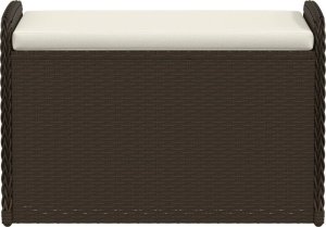 vidaXL Ławka ze schowkiem i poduszką, brąz, 80x51x52 cm, polirattan 4