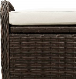 vidaXL Ławka ze schowkiem i poduszką, brąz, 80x51x52 cm, polirattan 9