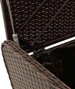 vidaXL Ławka ze schowkiem i poduszką, brąz, 115x51x52 cm, polirattan 8