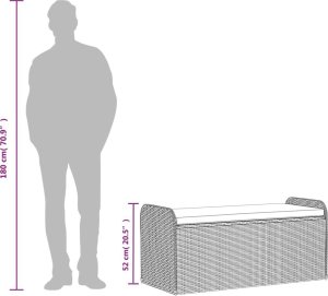vidaXL Ławka ze schowkiem i poduszką, brąz, 115x51x52 cm, polirattan 10