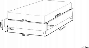 Beliani Łóżko tapicerowane ze stelażem jasnobeżowe 90 x 200 cm ROANNE 3