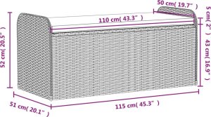 vidaXL Ławka ze schowkiem i poduszką, czarna, 115x51x52 cm, polirattan 11