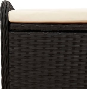 vidaXL Ławka ze schowkiem i poduszką, czarna, 115x51x52 cm, polirattan 9