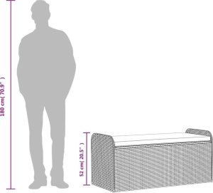 vidaXL Ławka ze schowkiem i poduszką, czarna, 115x51x52 cm, polirattan 10