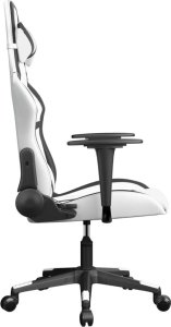 Fotel vidaXL Masujący fotel gamingowy, biało-czarny, sztuczna skóra 4