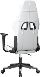 Fotel vidaXL Masujący fotel gamingowy, biało-czarny, sztuczna skóra 7