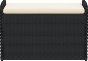 vidaXL Ławka ze schowkiem i poduszką, czarna, 80x51x52 cm, polirattan 4