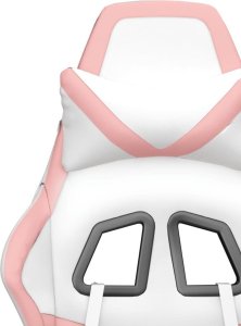 Fotel vidaXL Masujący fotel gamingowy, biało-różowy, sztuczna skóra 11
