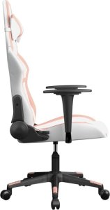 Fotel vidaXL Masujący fotel gamingowy, biało-różowy, sztuczna skóra 4