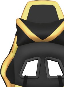 Fotel vidaXL Masujący fotel gamingowy, czarno-złoty, sztuczna skóra 11