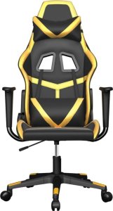 Fotel vidaXL Masujący fotel gamingowy, czarno-złoty, sztuczna skóra 3